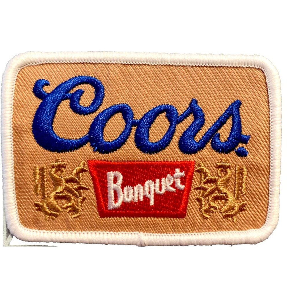 Coors Banquet Beer Tan 2.5x3.5in Embroidered Sew / Iron-on Patch